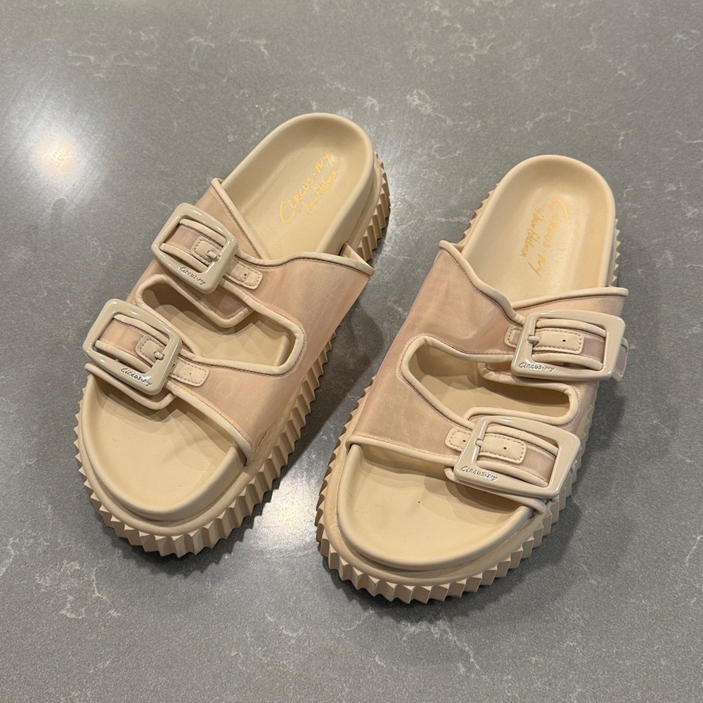 Circus by Sam Edelman Beige Double Buckle Sandals